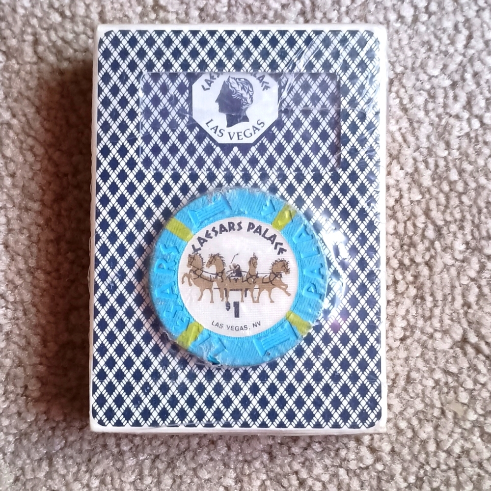 Historic Caesar's Palace VC casino Playing Cards with $1 Casino Chip